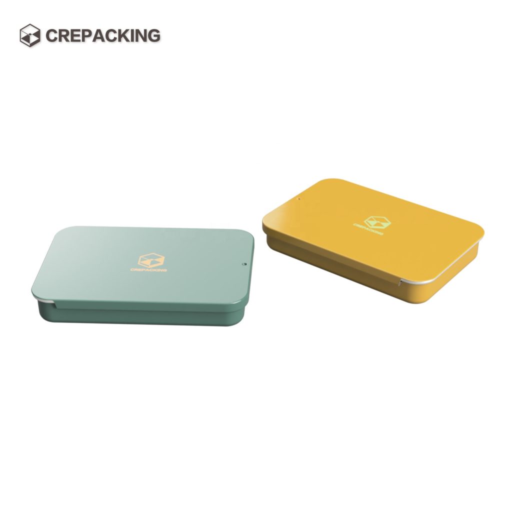 Square Tin Box with slide lid for candies