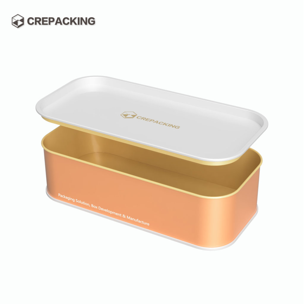 Square tin box with insertable lid