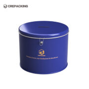 Round Metal Tin Box with Lock Money deposit box