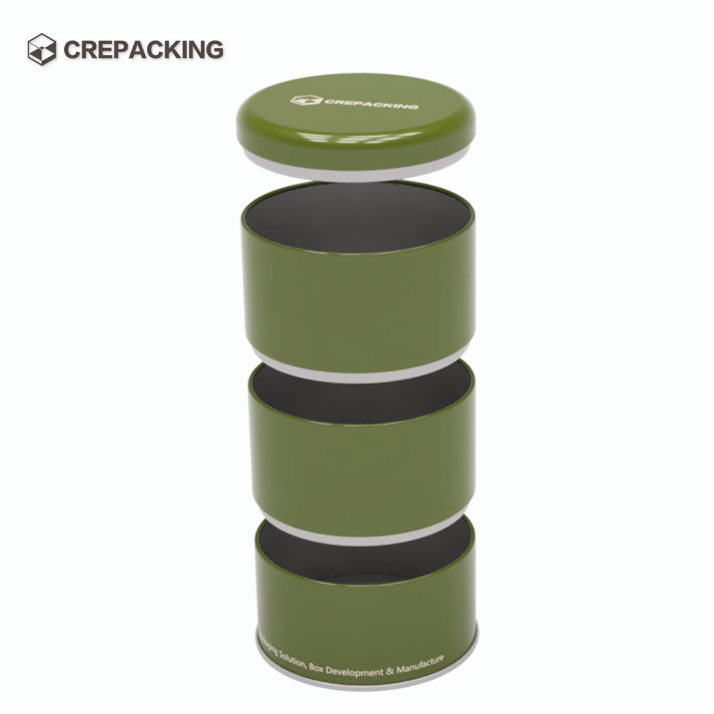 Custom Round Metal Tin Box Combination Canister Storage